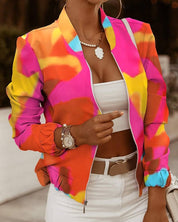 Mônica | Bomber Estampado Floral Mulher Fecho Frontal