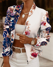 Mônica | Bomber Estampado Floral Mulher Fecho Frontal