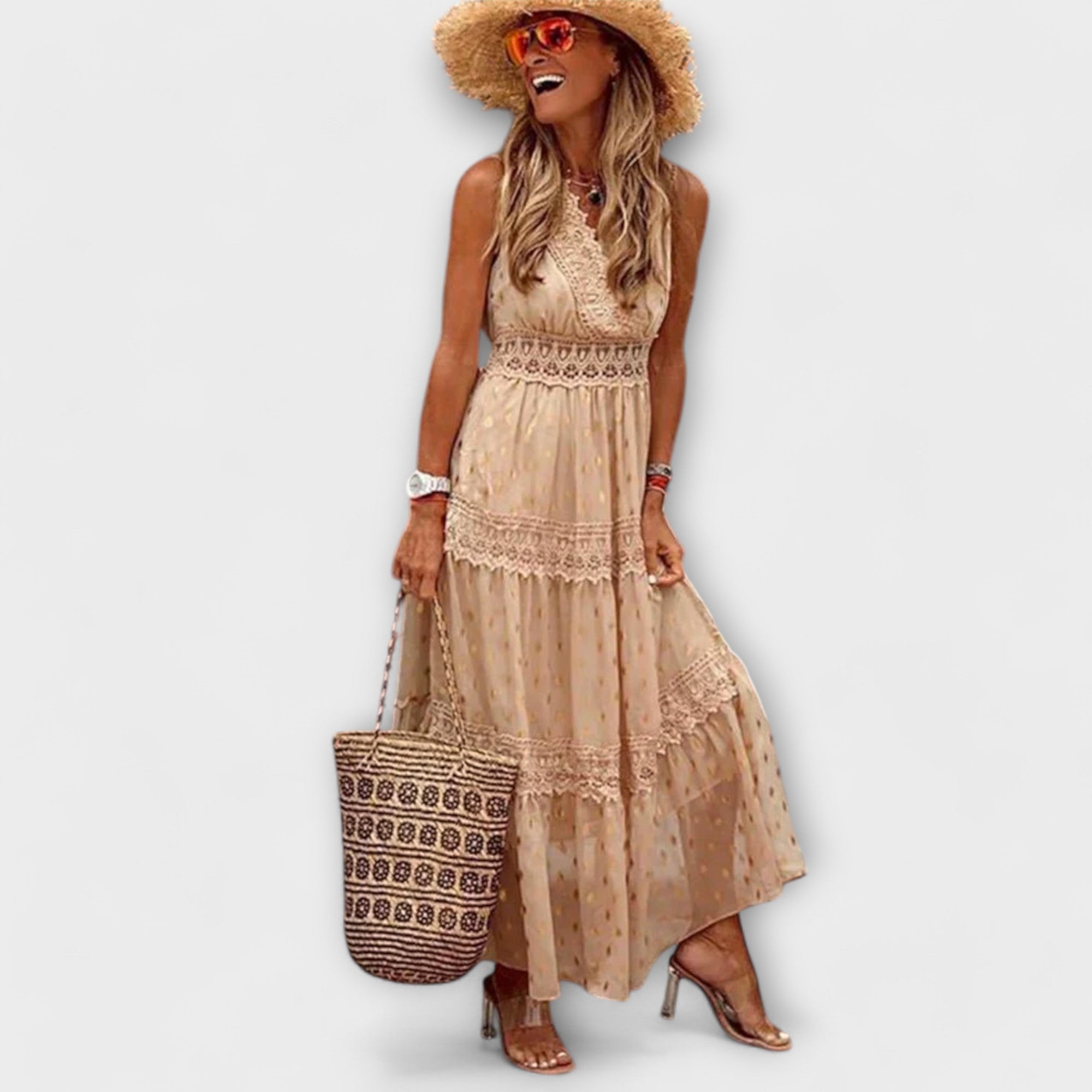 Lola - Vestido maxi com renda boho