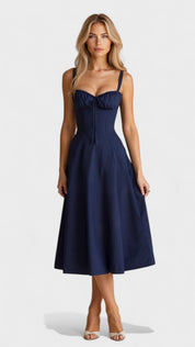 Carolina - Vestido Floral com Corpete Ajustado