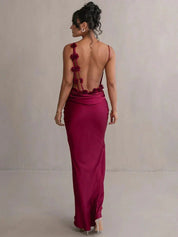 Nina™ | Vestido de festa luxuoso em seda com babados