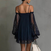 DINA - VESTIDO MINI COM OMBROS DESCUBERTOS EM RENDAS PARA MULHER