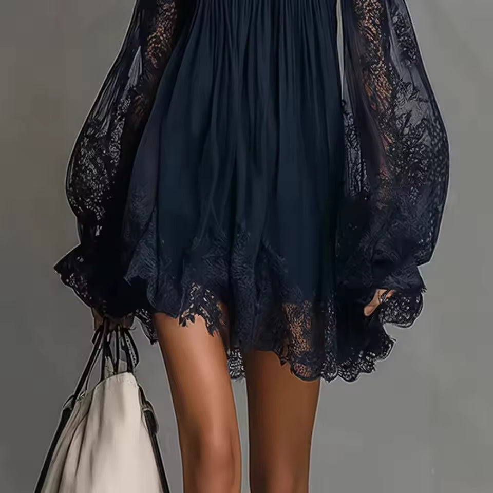 DINA - VESTIDO MINI COM OMBROS DESCUBERTOS EM RENDAS PARA MULHER