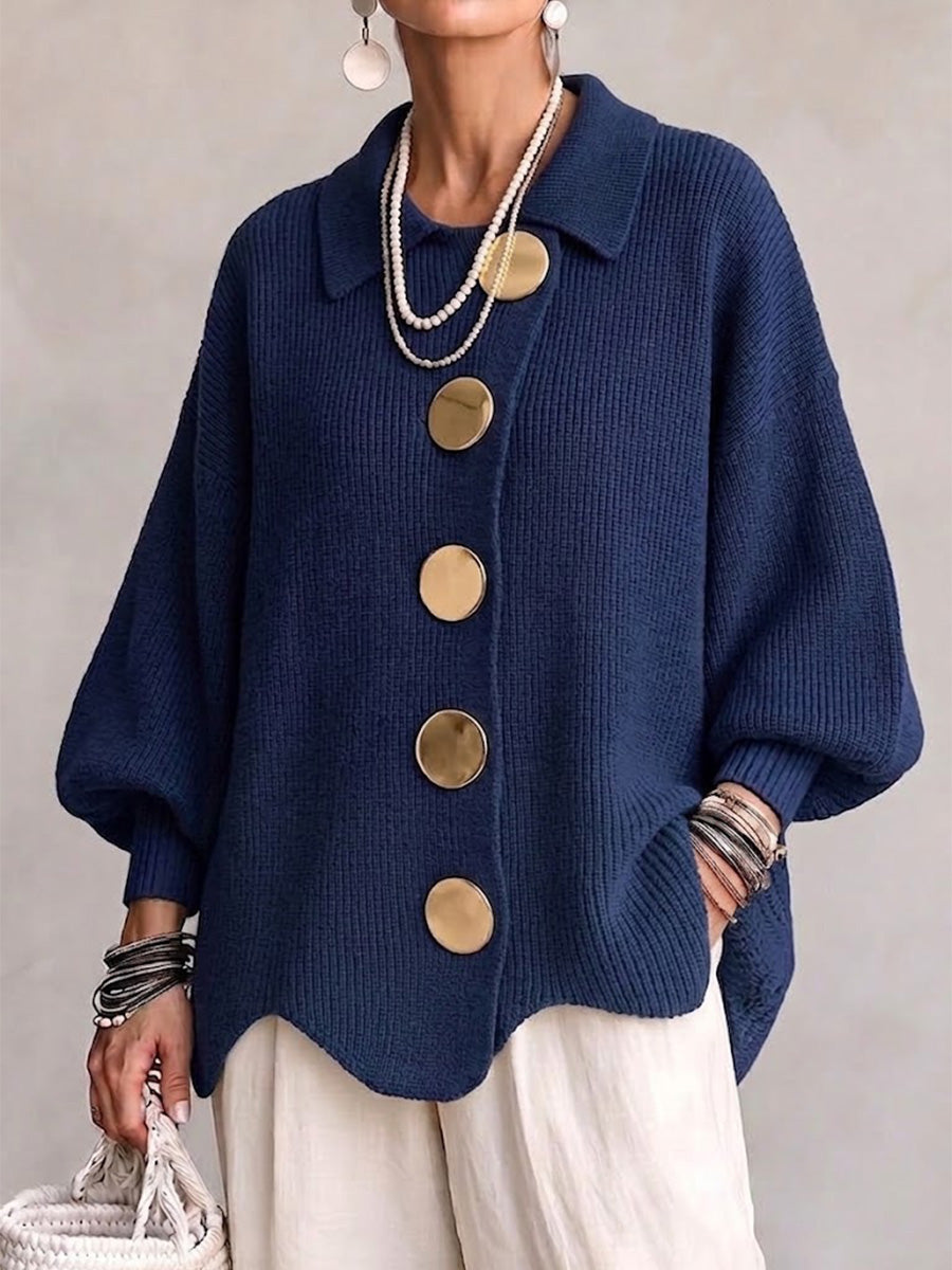 Victoire | Cárdigan oversized com grandes botões dourados para Mulher
