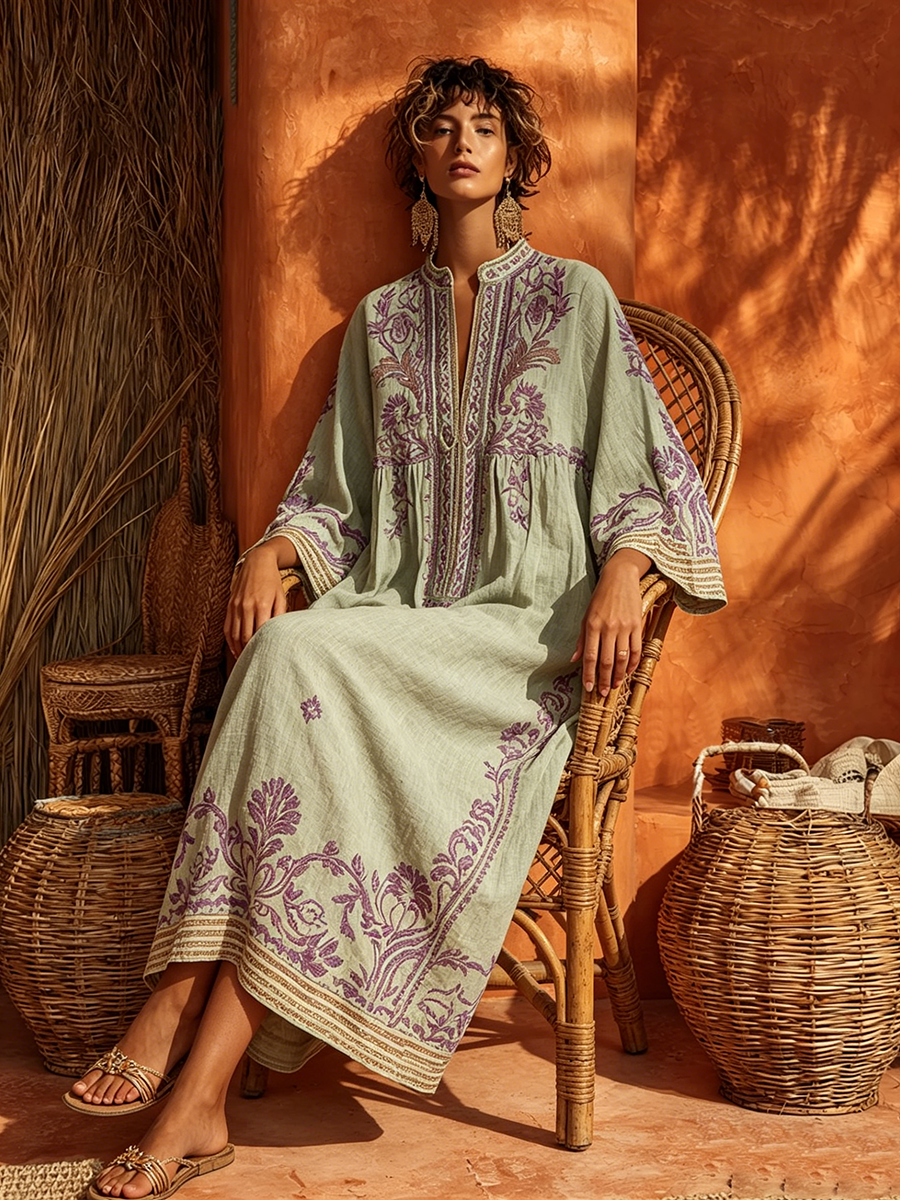 Celestina | Vestido boho bordado com encanto mediterrâneo para Mulher