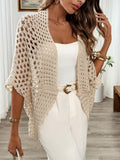 Patrícia | Cardigan de Crochet Mulher Malha Aberta Manga Morcego