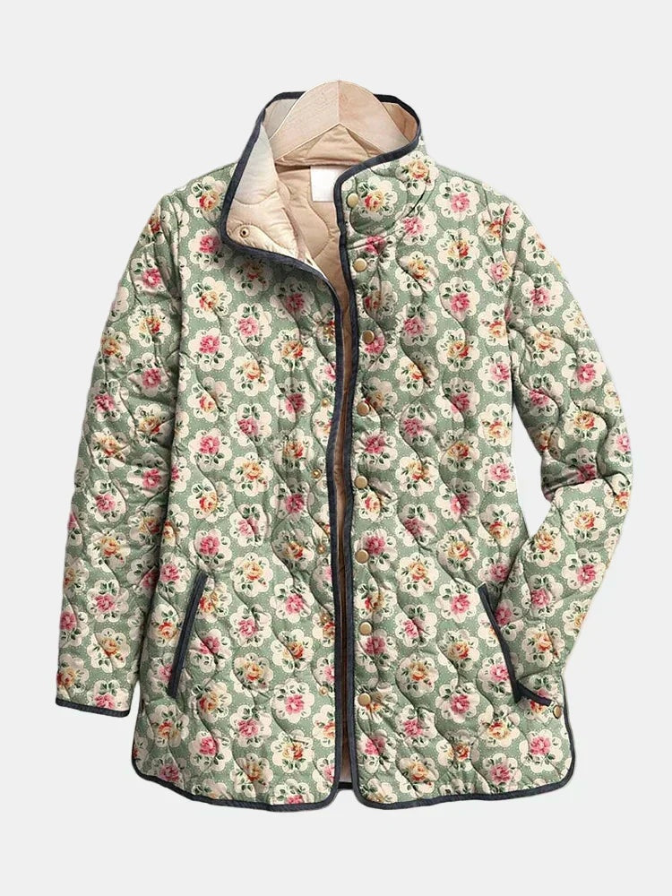 Raquel | Casaco Acolchoado Estampado Floral Mulher Gola Alta