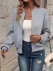 Raquel | Casaco Bomber Mulher Tecido Estruturado Fecho Zip
