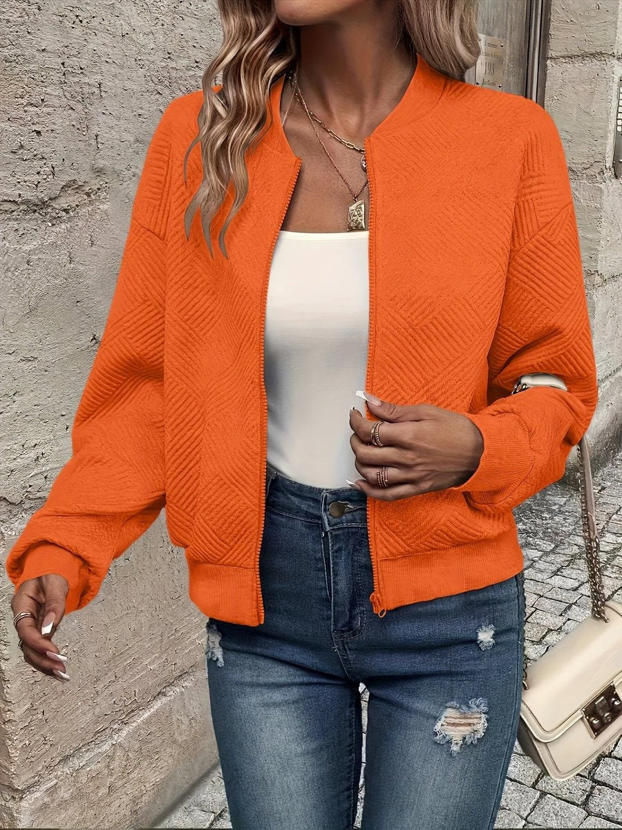 Raquel | Casaco Bomber Mulher Tecido Estruturado Fecho Zip