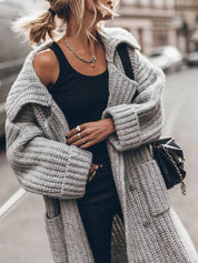 Raquel | Casaco de Malha Comprido Mulher Oversize Lapela