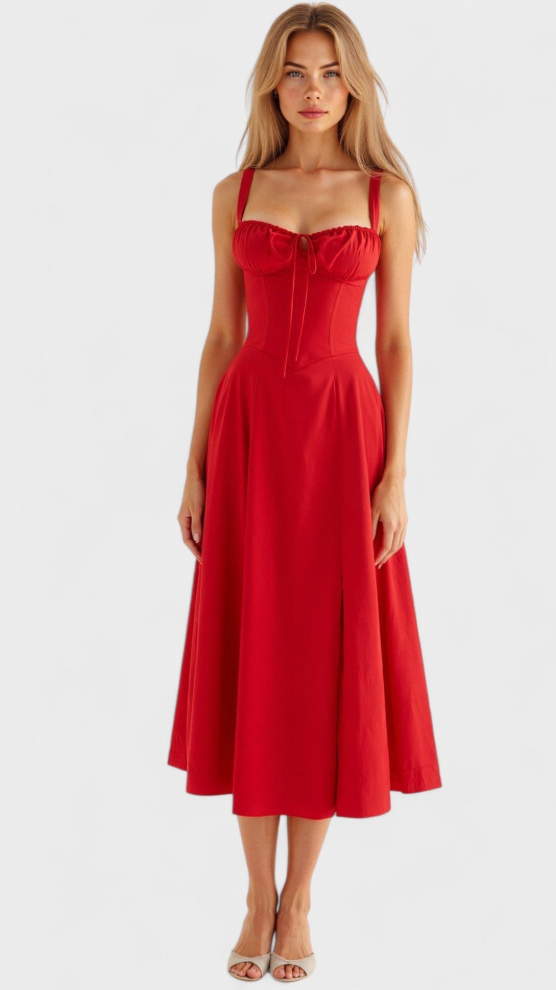 Carolina - Vestido Floral com Corpete Ajustado