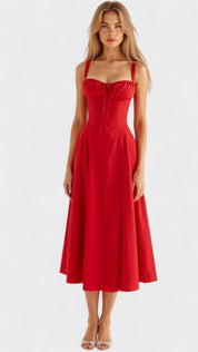 Carolina - Vestido Floral com Corpete Ajustado
