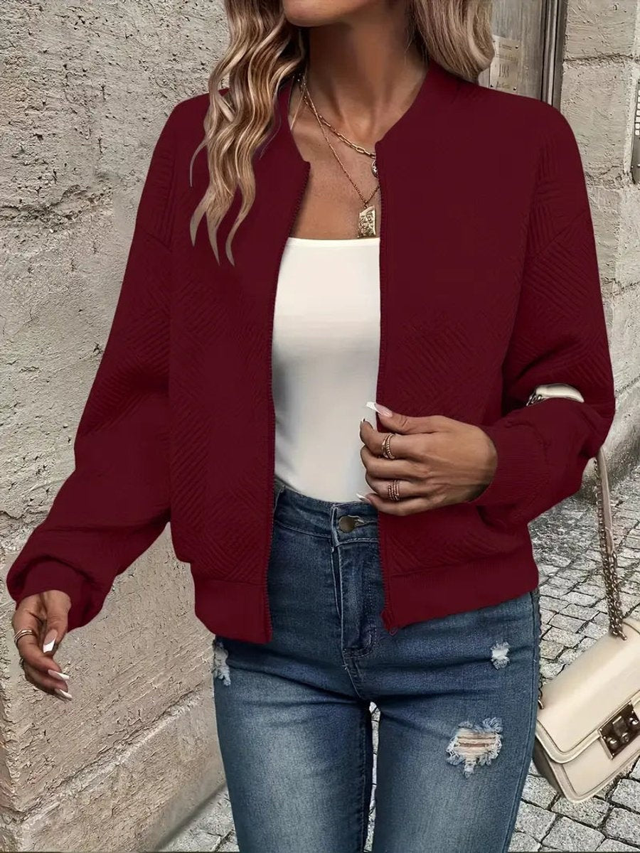 Rita | Bomber Jacket de Malha Estruturada Mulher Fecho Zip