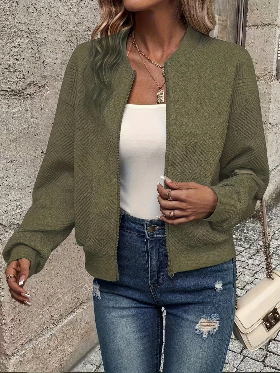 Rita | Bomber Jacket de Malha Estruturada Mulher Fecho Zip