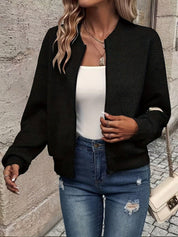 Rita | Bomber Jacket de Malha Estruturada Mulher Fecho Zip