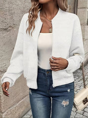 Rita | Bomber Jacket de Malha Estruturada Mulher Fecho Zip