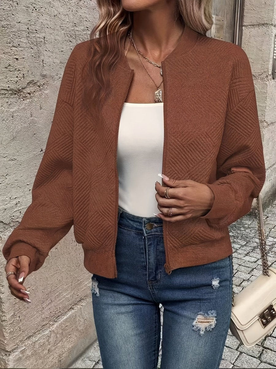 Rita | Bomber Jacket de Malha Estruturada Mulher Fecho Zip