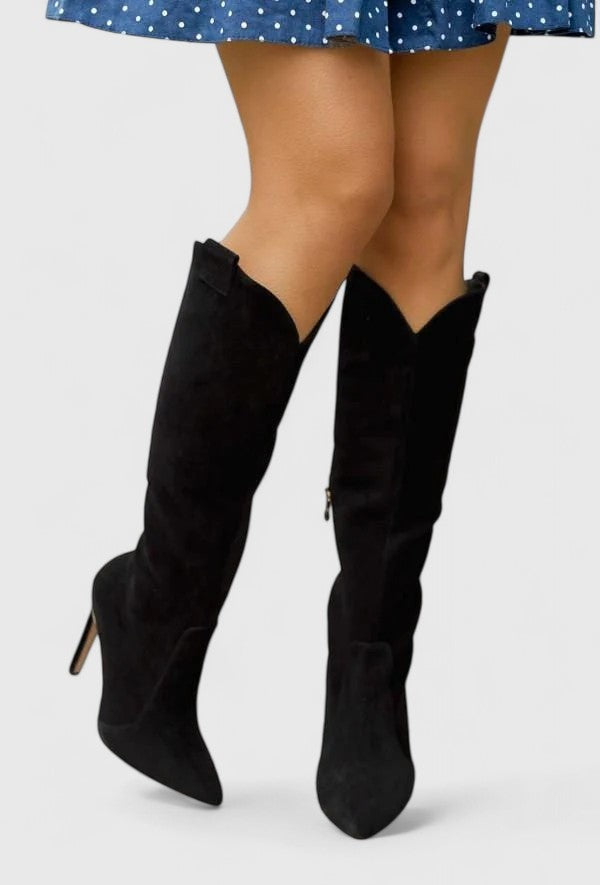 Rita | Botas de Pele Mulher Cano Alto Salto Agulha Biqueira Pontiaguda