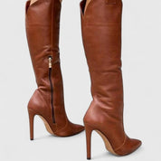 Rita | Botas de Pele Mulher Cano Alto Salto Agulha Biqueira Pontiaguda