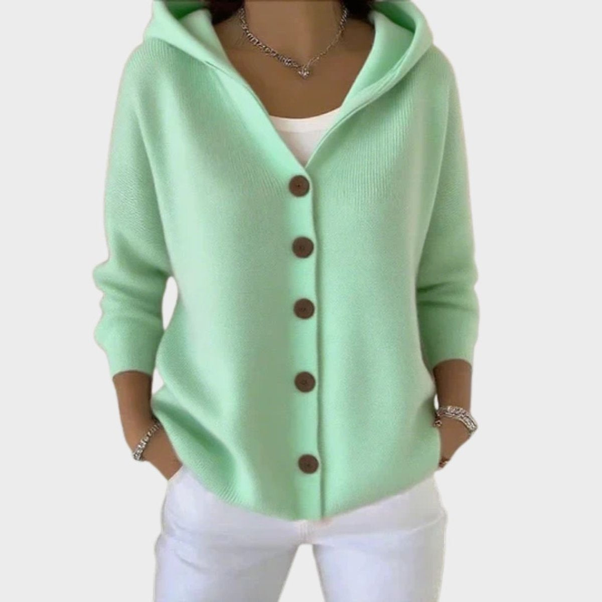 Rita | Cardigan de Malha com Capuz Mulher Fecho de Botões