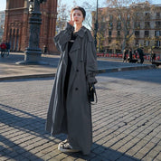 Rita | Gabardina Comprida Oversize Mulher Dupla Frente com Cinto