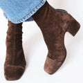 Sandra | Botins de Camurça Mulher Bico Quadrado Salto Bloco