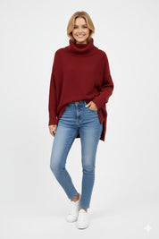 Sara | Camisola Oversize Mulher Gola Alta Malha Grossa