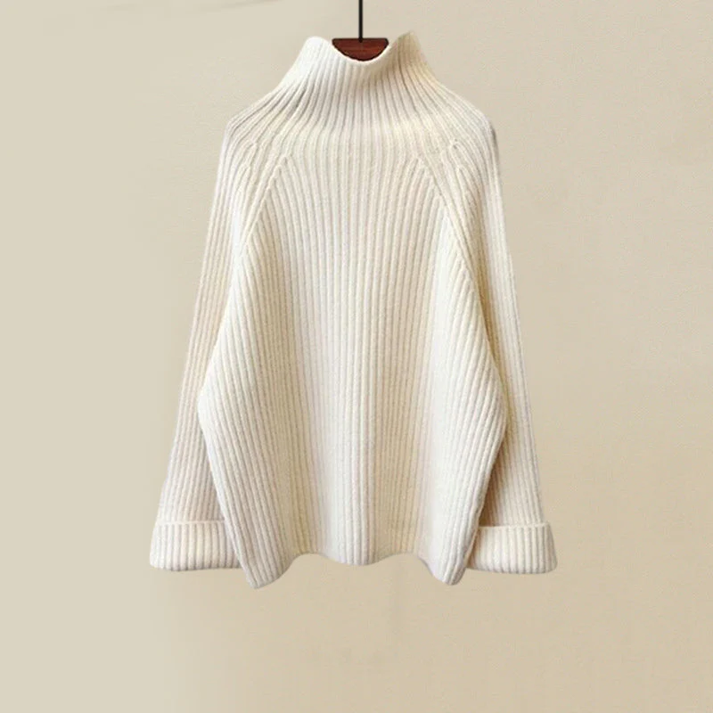 Sara | Conjunto de Malha Tricô Mulher Camisola Gola Alta e Calças Largas