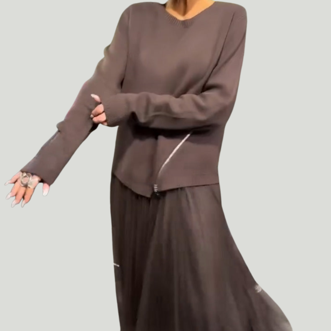Ullé | Vestido elegante de malha e tule para mulher