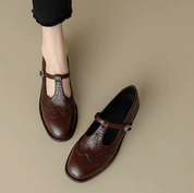 Sofia | Sapatos Oxford Mary Jane Mulher Brogue T-Bar
