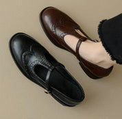 Sofia | Sapatos Oxford Mary Jane Mulher Brogue T-Bar