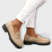 Leonor | Mocassins de Cano Alto em Preto e Bege, do 36 ao 42