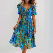 Luna | Vestido Midi Fluido Floral Elegante que Valoriza a Silhueta