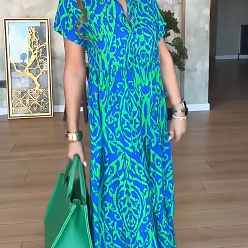 Filipa | Vestido Longo Estampado em Linha A
