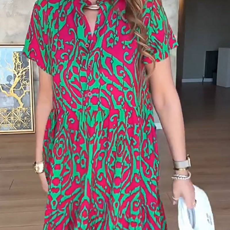 Filipa | Vestido Longo Estampado em Linha A