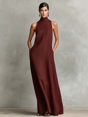 Caterina | Vestido longo preto minimalista para Mulher